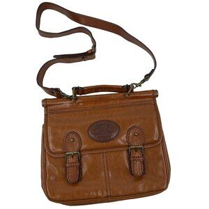Vintage Purse Carlo Rino Satchel Crossbody Handbag Brown Leather 90's Y2K